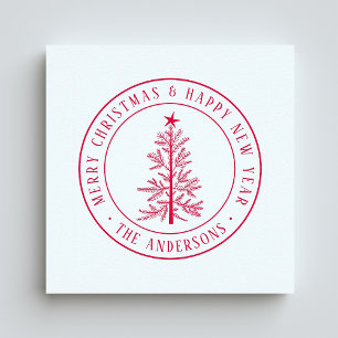 Rustikaler Frohe Weihnachten Kiefernbaum Gummistempel