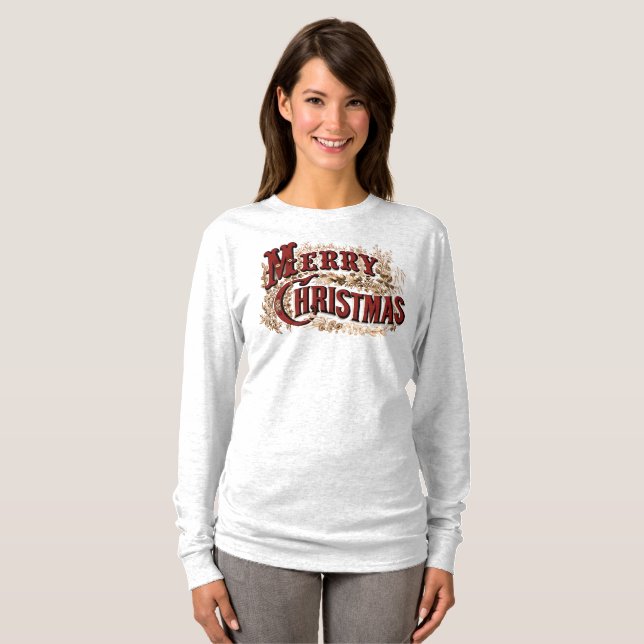 Rustikaler froher Christmas Longsleeve T - Shirt (Vorne ganz)