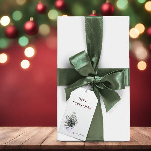 Rustikaler froher Weihnachtsbaum Geschenkanhänger