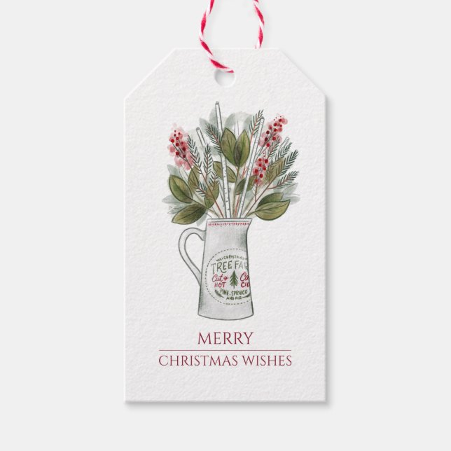 Rustikaler froher Weihnachtsfeiertag Geschenkanhänger (Vorderseite)