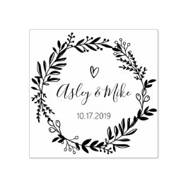 Rustikaler Garten Save the Date rundes Logo Selbst Gummistempel
