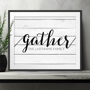 Rustikaler Gather - Holz mit eigener Familie versc Fotodruck