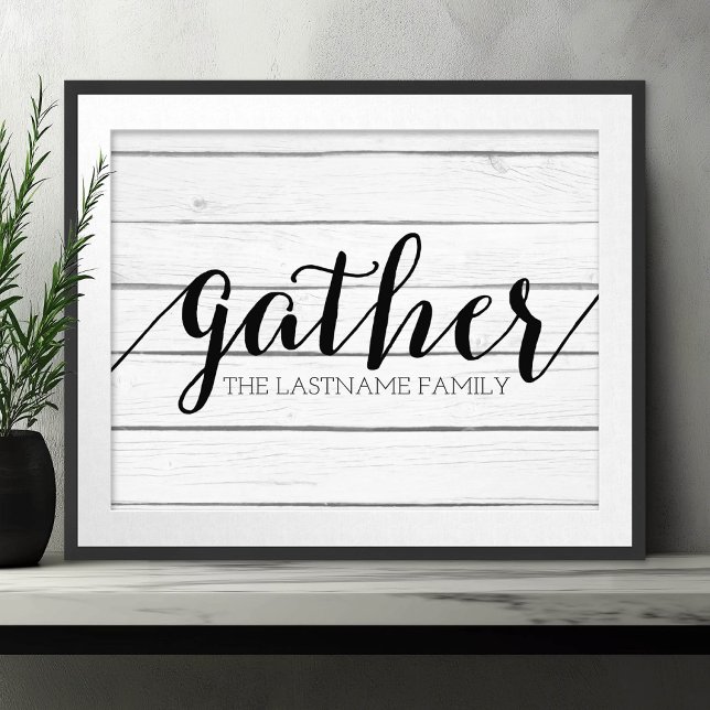 Rustikaler Gather - Holz mit eigener Familie versc Fotodruck (Frameable Art)