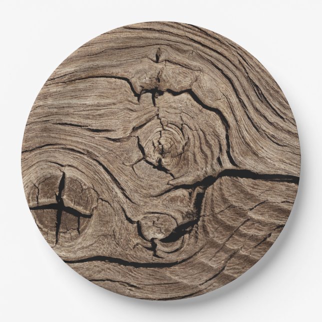 Rustikaler gealterter hölzernes pappteller (Vorderseite)