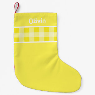 Rustikaler Gelbschwingel karierter Gingham-individ Kleiner Weihnachtsstrumpf