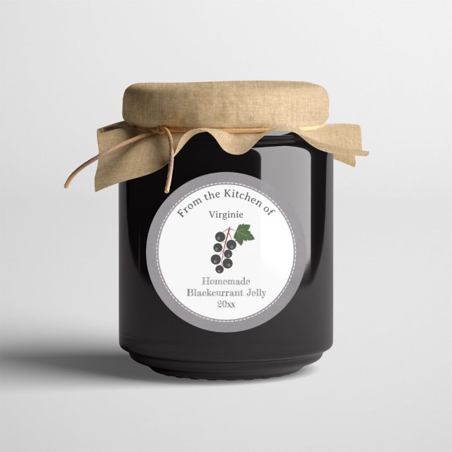 Rustikaler Gelee-Label-Aufkleber Runder Aufkleber (Rustic Blackcurrant Jelly Label Sticker)