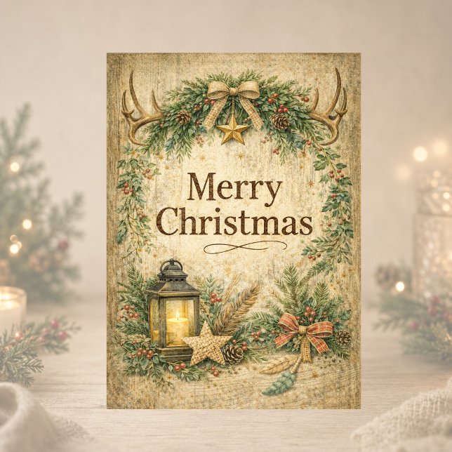 Rustikaler Geweihkranz Frohe Weihnachten  (Von Creator hochgeladen)