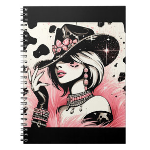 Rustikaler Glam-Cowgirl-Rosa-Sparkle-Rinderleder-D Notizblock