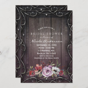 Rustikaler Glamour Barn Wood Blüh & Floral Bridal Einladung