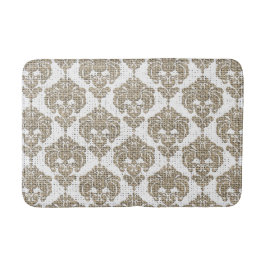 Rustikaler Glamour Burlap Royal Damask Moderne Mod Badematte