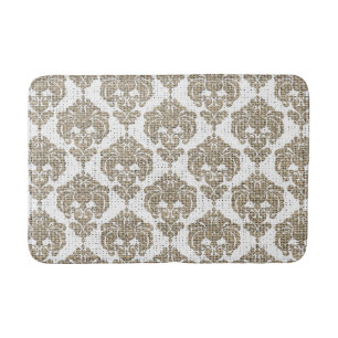 Rustikaler Glamour Burlap Royal Damask Moderne Mod Badematte