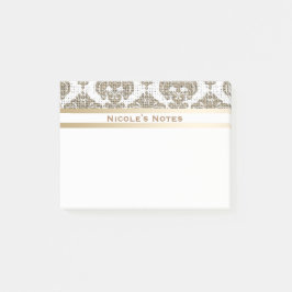 Rustikaler Glamour Burlap Royal Damask Moderne Mod Post-it Klebezettel