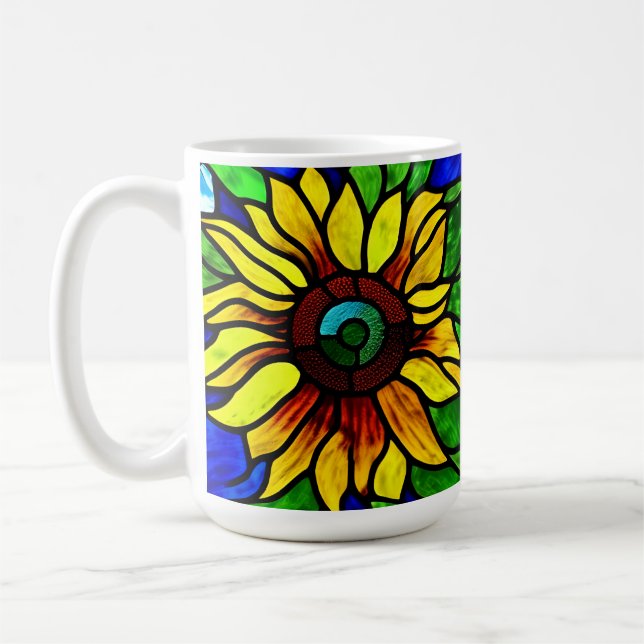 Rustikaler Glasschaum Country Sonnenblume Kaffeetasse (Links)