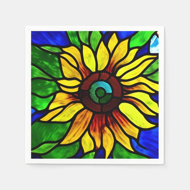 Rustikaler Glasschaum Country Sonnenblume Serviette (Vorderseite)