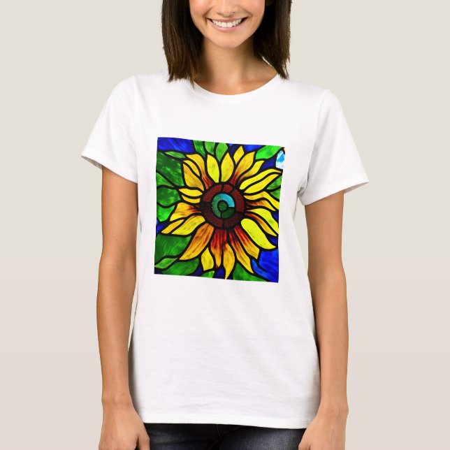 Rustikaler Glasschaum Country Sonnenblume T-Shirt (Vorderseite)