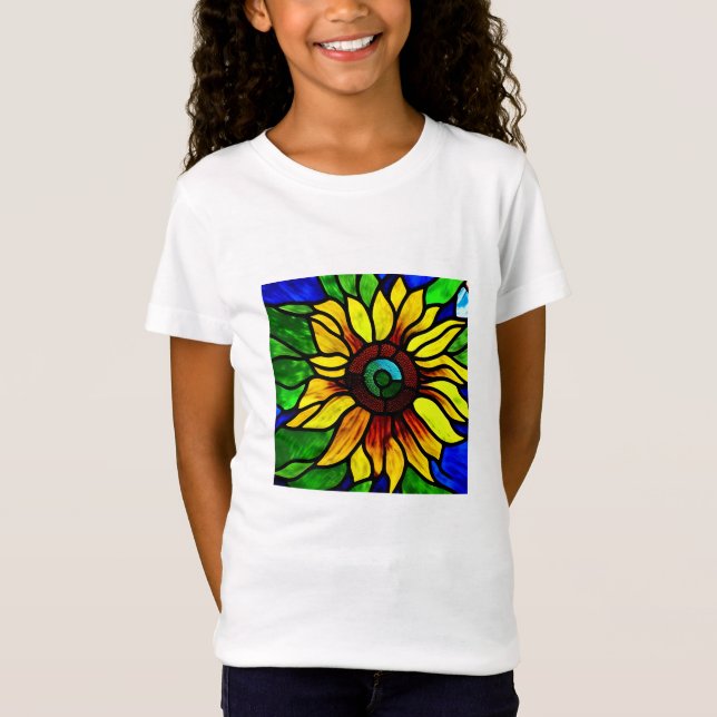 Rustikaler Glasschaum Country Sonnenblume T-Shirt (Vorderseite)
