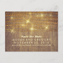 Rustikaler Glitzer Konfetti Lichter Save the Date Ankündigungspostkarte