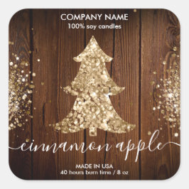 Rustikaler Glitzer Weihnachtsbaumverkleidung Quadratischer Aufkleber