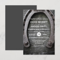 Rustikaler Glücksbringer-Hufeisenhochzeits-Karte