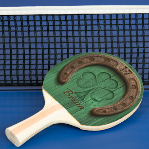 Rustikaler Glückshufeisen Irisch Personalisiert Tischtennis Schläger