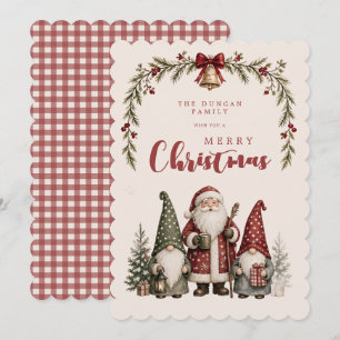 Rustikaler Gnom Weihnachtsmann Festlich Geschweift Feiertagskarte