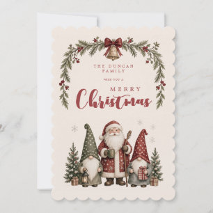 Rustikaler Gnom Weihnachtsmann Festlich Geschweift Feiertagskarte