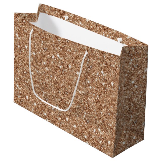 Rustikaler Gold-Glitter-Geburtstag Große Geschenktüte (Vorderseite Schrägansicht)