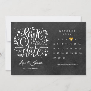Rustikaler Goldherzkalender Save the Date Einladung