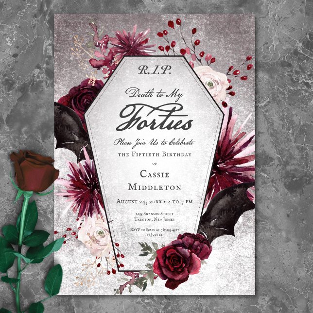 Rustikaler gotischer Tod zu meinen Vierzigern 50.  Einladung (Rustic Gothic Death to My Forties 50th Birthday Invitation)