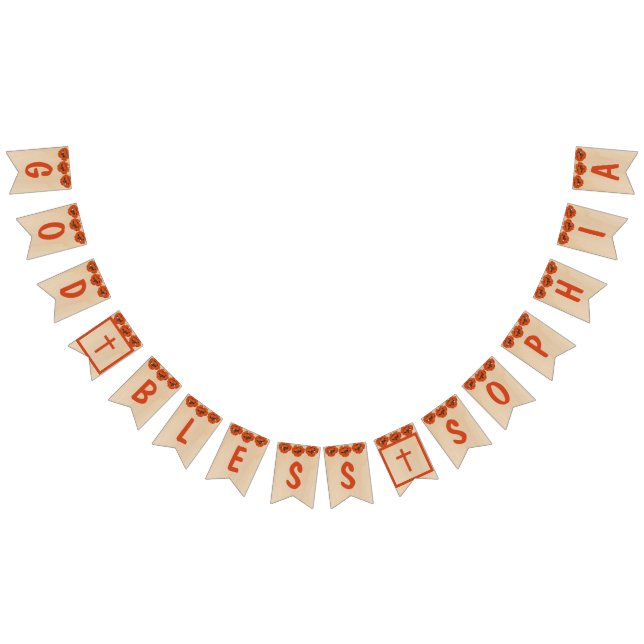 Rustikaler Gott segne Taufe Kommunion Rotes Mohnmä Wimpelkette (Alle)