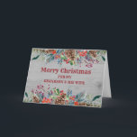 Rustikaler Grandson und seine Ehefrau Weihnachten Karte<br><div class="desc">Frohe Weihnachten für Enkel und seine Ehefrau-Karte mit Aquarellfolien,  Pinecones und Vintagen Holzmuster und nachdenklichen Vers.</div>