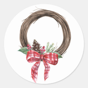 Rustikaler Grapevine Wreath Urlaub Runder Aufkleber