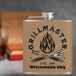 Rustikaler GRILLMASTER-Custom Vinyl Wrapped Flask Flachmann