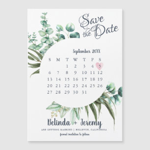 Rustikaler Grün-Eukalyptus-Save the Date Magnet