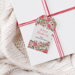 Rustikaler grüner Blumenkranz frohe Weihnachten Geschenkanhänger