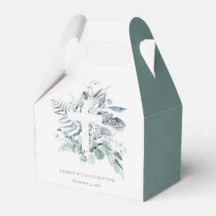 Rustikaler grüner Eukalyptus Fern Foliage Cross Ba Geschenkschachtel