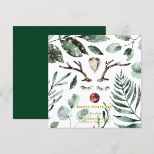 Rustikaler, grüner Foliage-Schneeballschuh Feiertagskarte