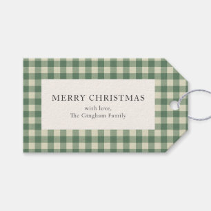 Rustikaler grüner Gingham moderner Weihnachten Geschenkanhänger