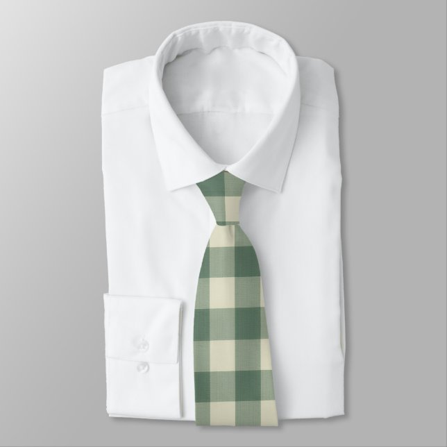 Rustikaler grüner Gingham moderner Weihnachten Krawatte (Gebunden)