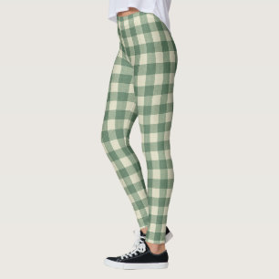 Rustikaler grüner Gingham moderner Weihnachten Leggings