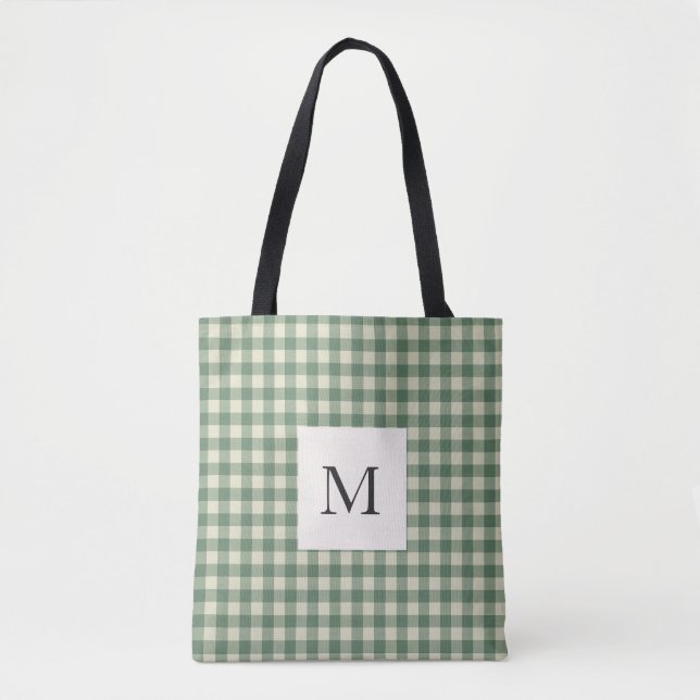 Rustikaler grüner Gingham-Weihnachten modern (Vorderseite)