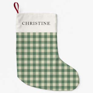 Rustikaler grüner Gingham-Weihnachten modern Kleiner Weihnachtsstrumpf
