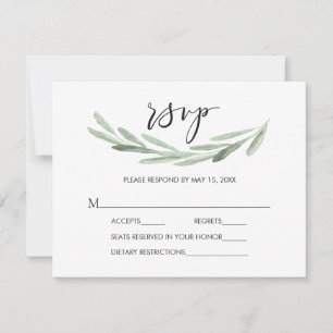 Rustikaler grüner Olivenzweig Einfache Hochzeit RS RSVP Karte