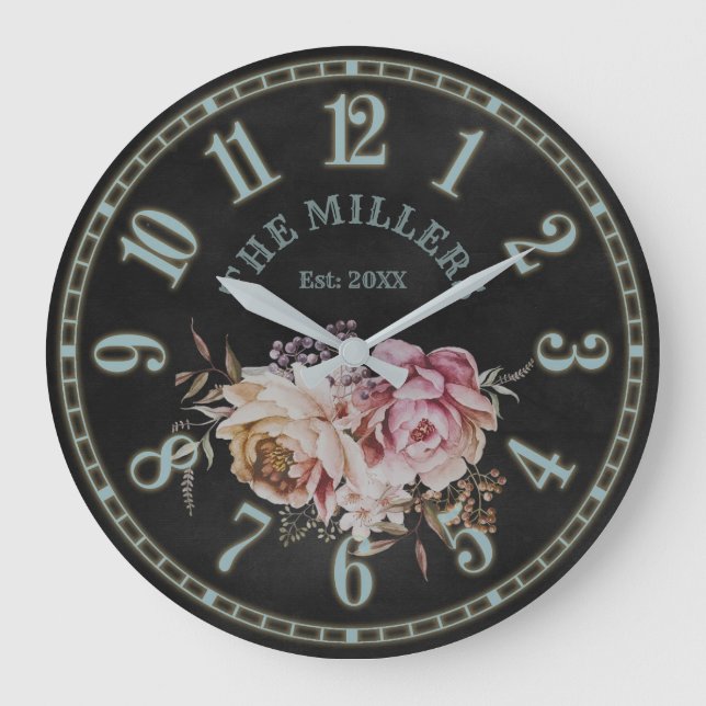 Rustikaler Grunge Antike Shabby Stil Große Uhr (Vorderseite)