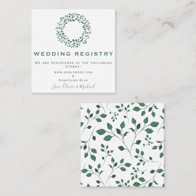 Rustikaler Grünkranz | Einsetzen der Hochzeitsregi Begleitkarte (Vorne/Hinten)