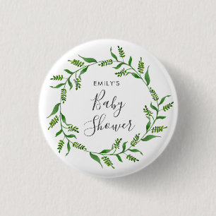 Rustikaler Grünkränzchen-Baby-Shower Button