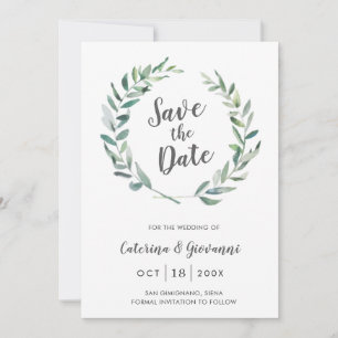 Rustikaler Grünkränze Elegant Hochzeit Save The Date