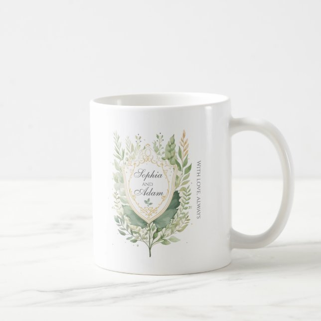 Rustikaler Grünschild Hochzeit individuell anpasse Kaffeetasse (Rechts)