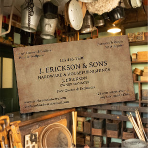 Rustikaler Hardware-Store Visitenkarte