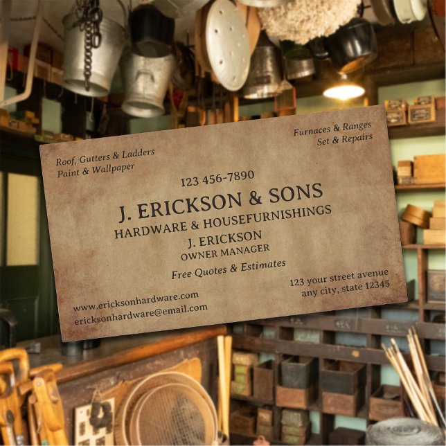 Rustikaler Hardware-Store Visitenkarte (Von Creator hochgeladen)